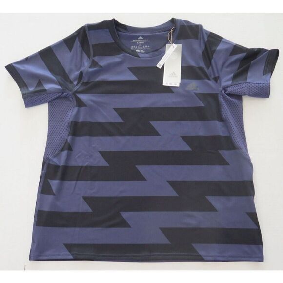 adidas HA9943 Women's Sz XL Shadow Navy/Black Aeroready Run Fast AOP Carrera Tee - Picture 6 of 7